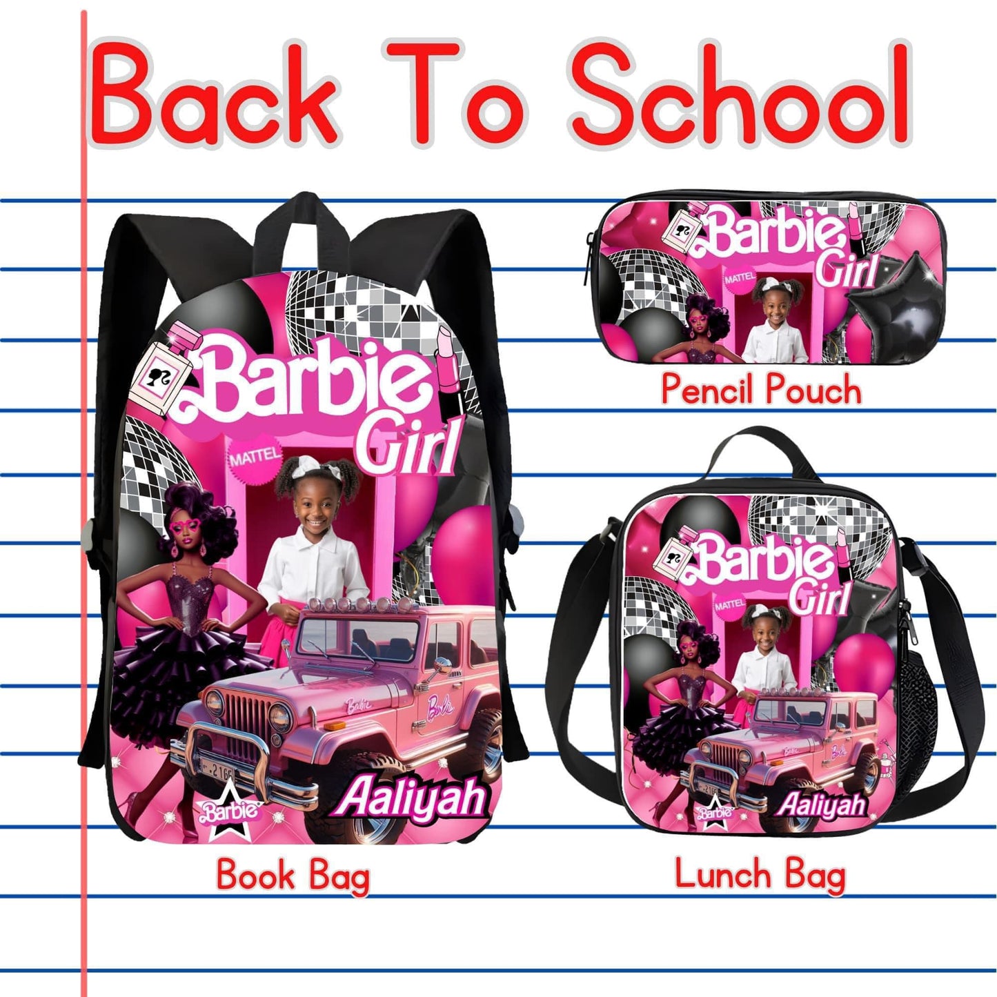 Custom School Book bags Lunch bag and Pencil case