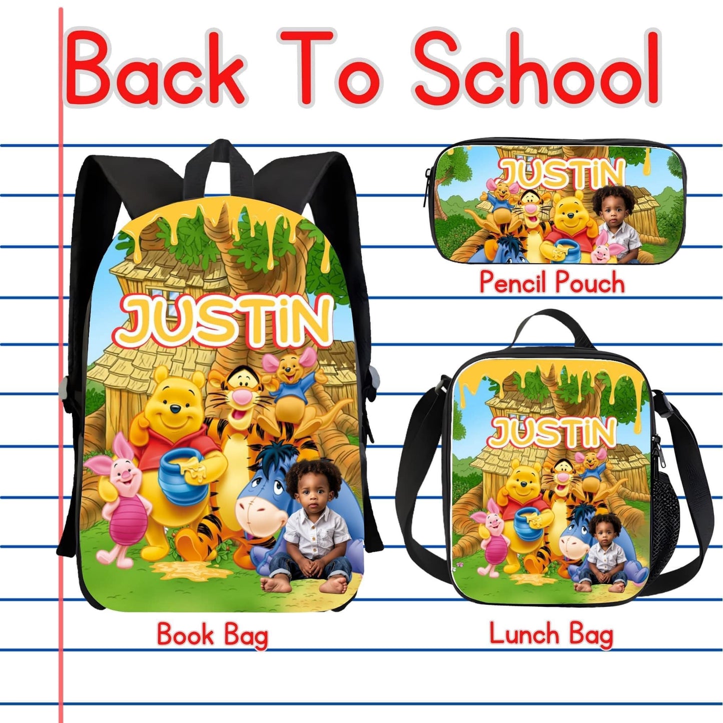 Custom School Book bags Lunch bag and Pencil case